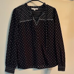 NWOT LOFT Black and White Geometric Blouse